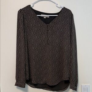 LOFT Black and White Patterned Blouse